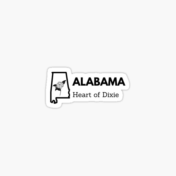 "Alabama with State Flower & Nickname" Sticker for Sale by