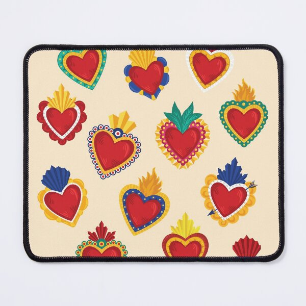 Item preview, Mexican Sacred Hearts Pattern / Beige Background by Akbaly designed and sold by Akbaly.