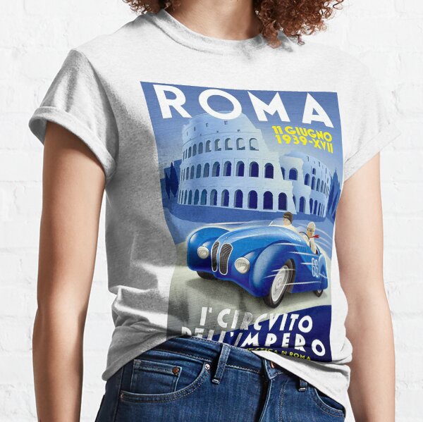 "ROMA VINTAGE GRAND PRIX" Auto Racing Print Classic T-Shirt