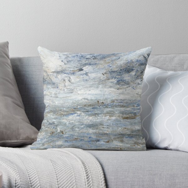 Abstract Seascape in Grey and Blue Throw Pillow