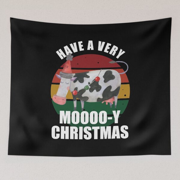 Item preview, Have A Mooooo-y Christmas Funny Holiday Cow designed and sold by nanogarbanzo.