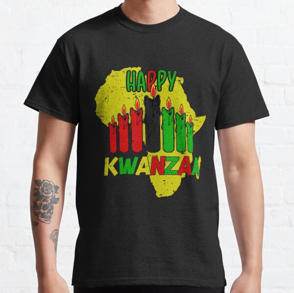 Happy Kwanzaa Kinara Candles African American Holiday Classic T-Shirt