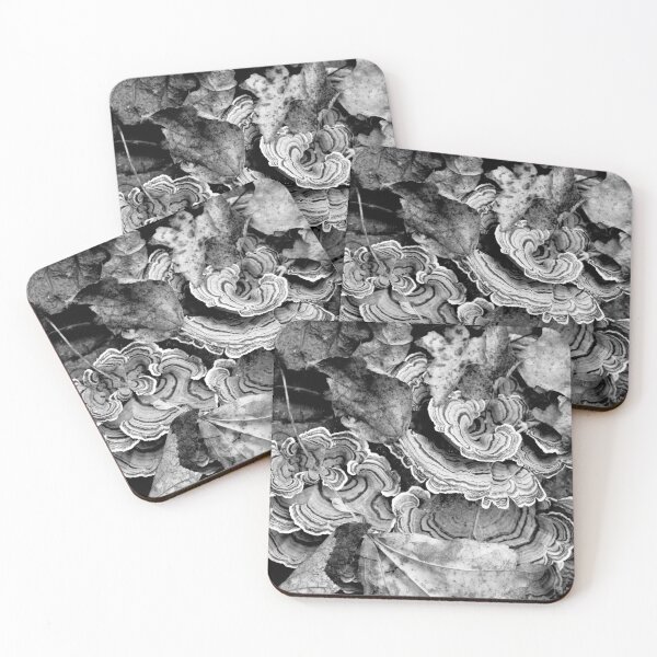 Item preview, Turkey Tail Mushrooms in Black and White designed and sold by lanettesart.