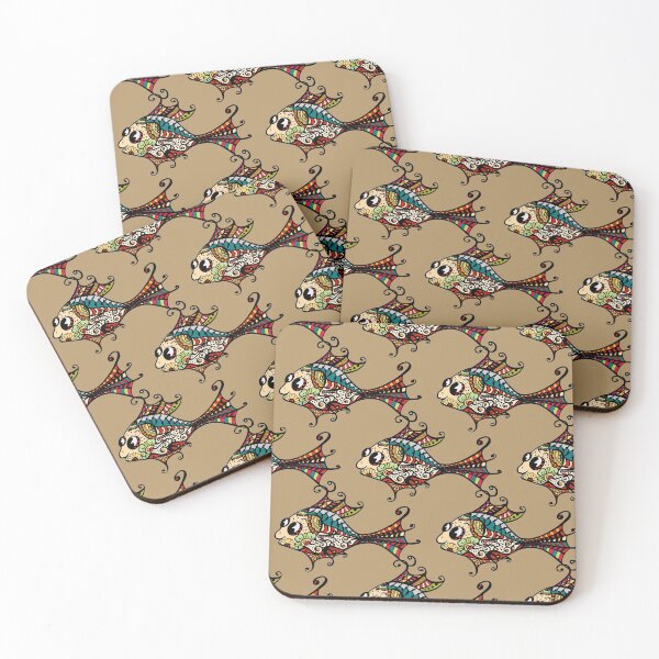 Item preview, Abstract Exotic Floral Multicolor Fishes Seamless Pattern. Cute Colorful Painted Fishes designed and sold by silviaol.
