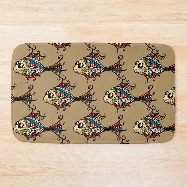Item preview, Abstract Exotic Floral Multicolor Fishes Seamless Pattern. Cute Colorful Painted Fishes designed and sold by silviaol.