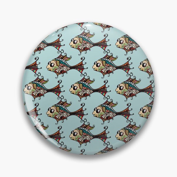 Item preview, Abstract Exotic Floral Multicolor Fishes Seamless Pattern on Blue. Cute Colorful Painted Fishes designed and sold by silviaol.