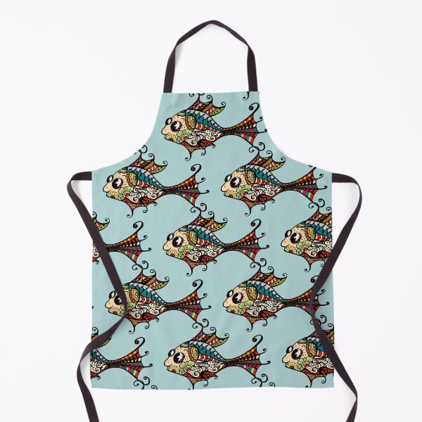 Item preview, Abstract Exotic Floral Multicolor Fishes Seamless Pattern on Blue. Cute Colorful Painted Fishes designed and sold by silviaol.