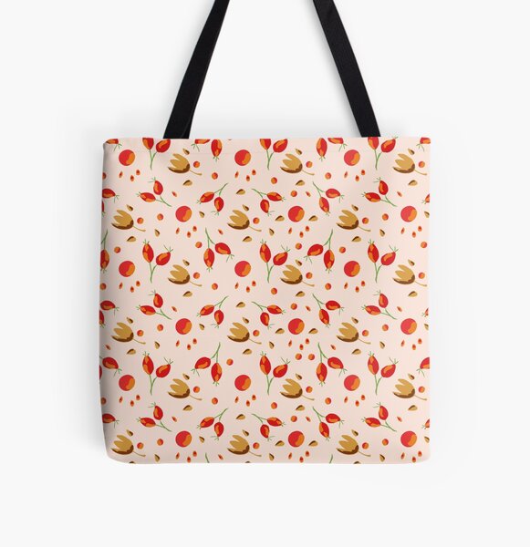 Herbstmuster - Hagebutten & Bucheckern Allover-Print Tote Bag