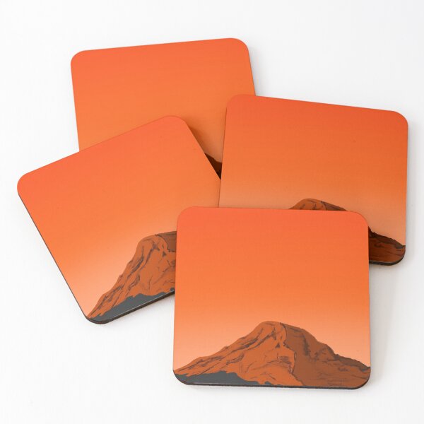 Aperçu de l'œuvre Mt Rainier en rouge orange créée et vendue par Fernheart Designs.