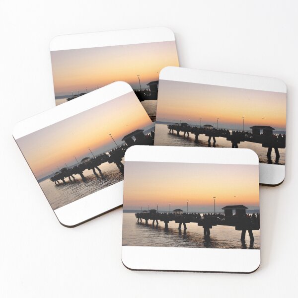 Item preview, Sunset shot of a crowded Edmonds Fishing Pier designed and sold by lisakayfotos.