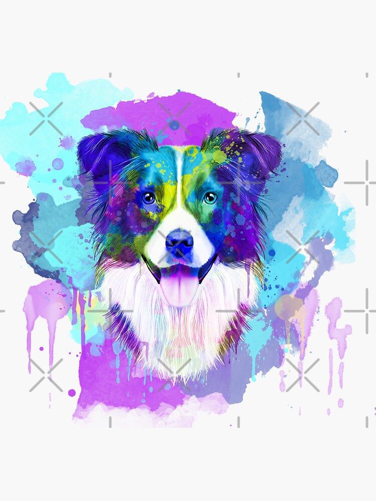 Watercolor Border Collie Artistic Border Collie Cheerful Border Collie Border Collie Art 7013