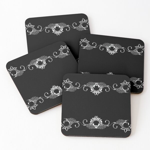 Item preview, Double Henna Inspired Spiral Design with Lotus Flower Frame in White designed and sold by patternedprints.