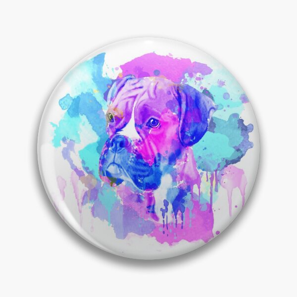 Artikelvorschau, Aquarell Boxer Hund, Künstlerischer Boxer Hund, Bunter Boxer Hund, Boxer Hund Kunst, Fröhliche Farben entworfen und verkauft von RomanDigitalArt.