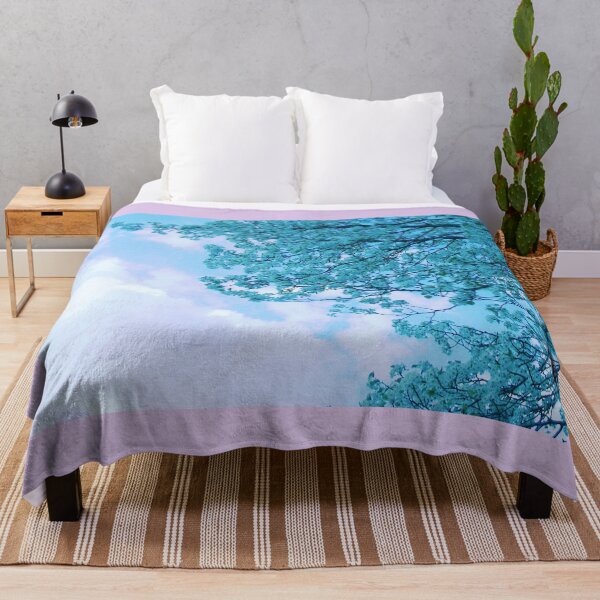 Item preview, Pastel Sky and Clouds White Cherry Blossoms Branches Pink Blue Violet designed and sold by JariHawk.