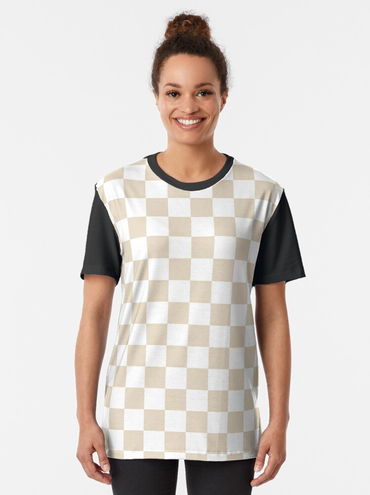 Checkerboard Check Checked Pattern in Pale Neutral Beige and White