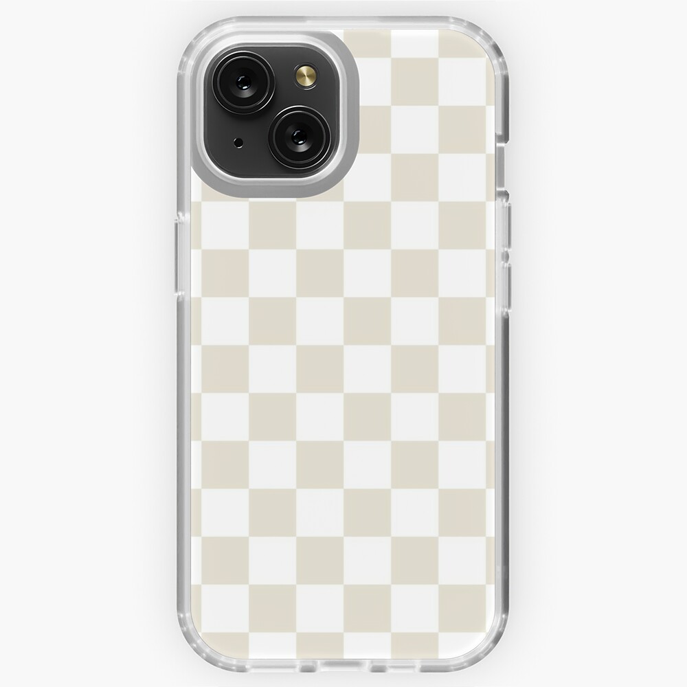 Checkerboard Check Checked Pattern in Pale Neutral Beige and White