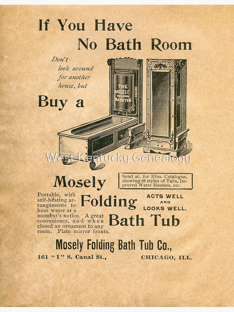 "MOSELY FOLDING BATH TUB, CHICAGO, IL." Canvas Print by westkygenealogy