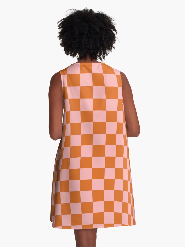 Checkerboard Mini Check Pattern Pink Orange