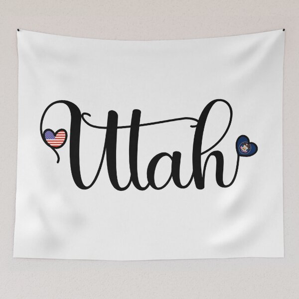 Item preview, I Love Utah - Utah Script With Heart Shaped Flags designed and sold by molamode.