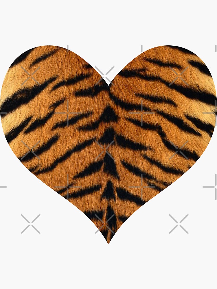Tiger Print Heart Heart Sticker - Tiger Print Heart Heart