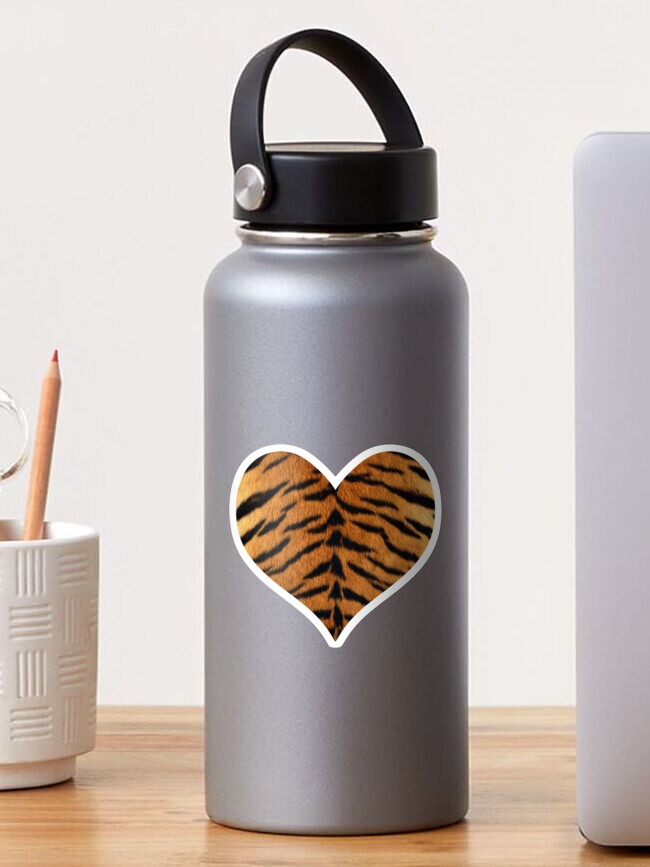 Tiger Print Heart Heart Sticker - Tiger Print Heart Heart