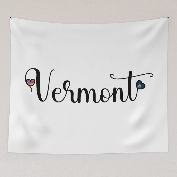 Item preview, I Love Vermont - Vermont Script With Heart Shaped Flags designed and sold by molamode.