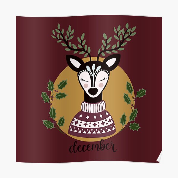 "Deer December Bujo theme" Poster for Sale by HelloBujo Redbubble