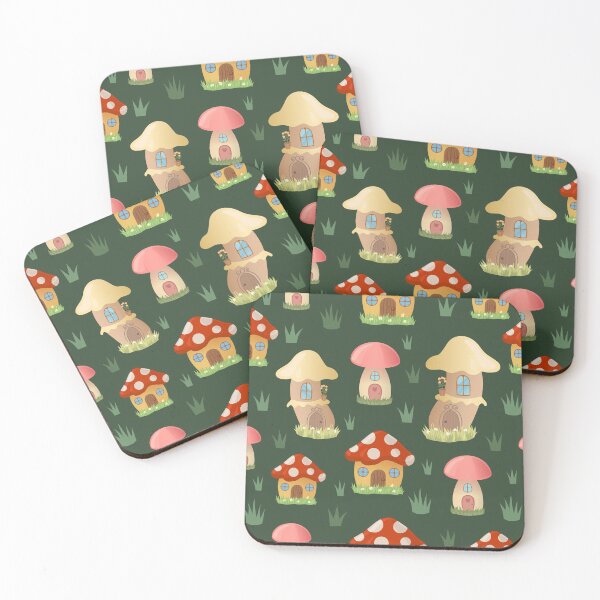 Item preview, Red and White Mushroom Houses pattern designed and sold by urban-color.