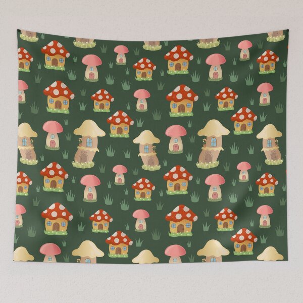 Item preview, Red and White Mushroom Houses pattern designed and sold by urban-color.