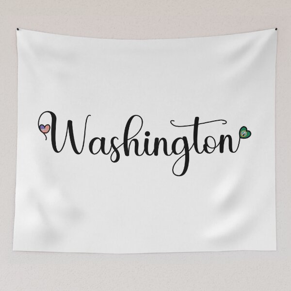 Item preview, I Love Washington - Washington Script With Heart Shaped Flags designed and sold by molamode.