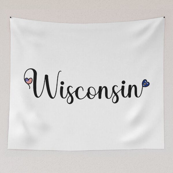Item preview, I Love Wisconsin - Wisconsin Script With Heart Shaped Flags designed and sold by molamode.