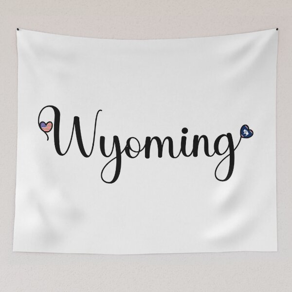 Item preview, I Love Wyoming - Wyoming Script With Heart Shaped Flags designed and sold by molamode.