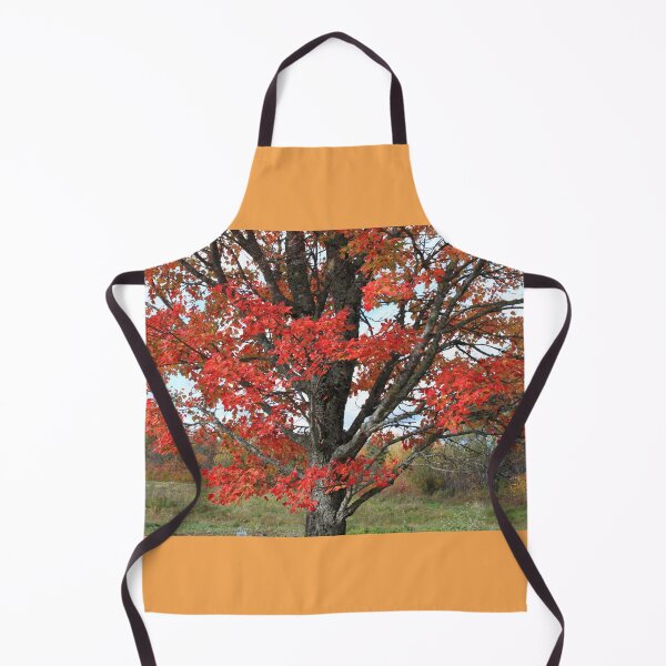 Item preview, Red fall maple tree burning leaves and tree trunk designed and sold by naturematters.