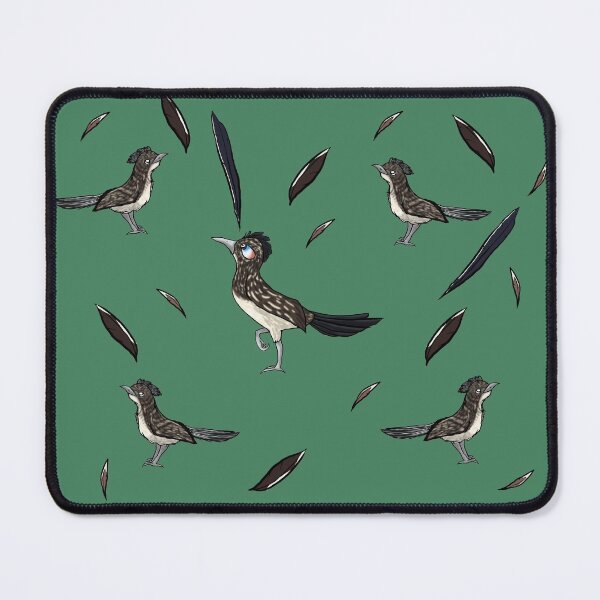 Item preview, Roadrunners and feathers pattern (green) designed and sold by BerryShyKittens.