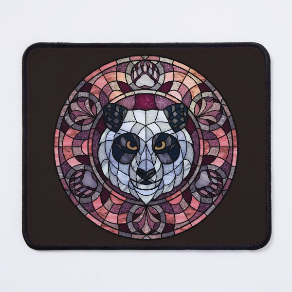Item preview, Panda Bear Pink Round Stained Glass designed and sold by Wyvernwrought.