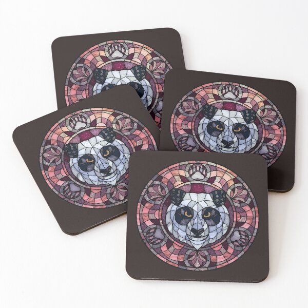 Item preview, Panda Bear Pink Round Stained Glass designed and sold by Wyvernwrought.
