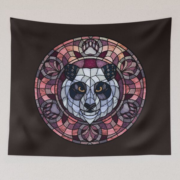 Item preview, Panda Bear Pink Round Stained Glass designed and sold by Wyvernwrought.