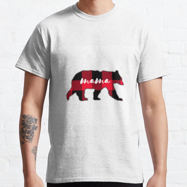 Christmas bear t-shirt, mama red plaid bear jammie shirt