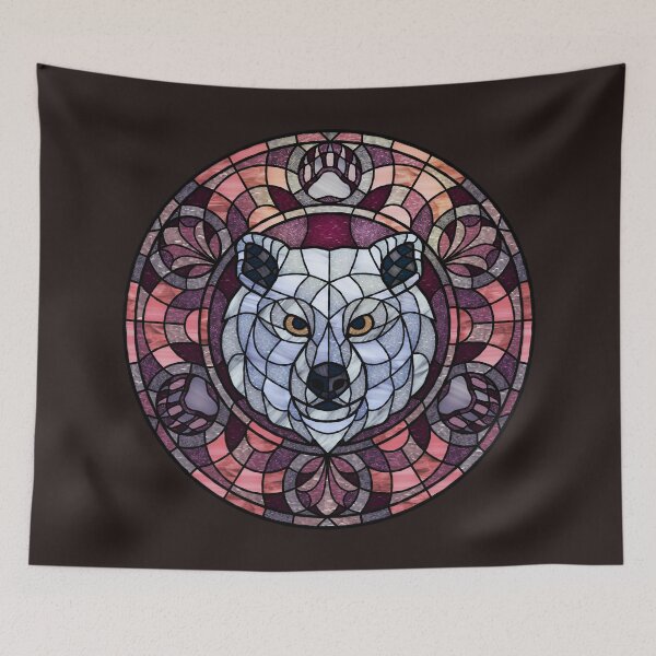 Item preview, Polar Bear Pink Round Stained Glass designed and sold by Wyvernwrought.
