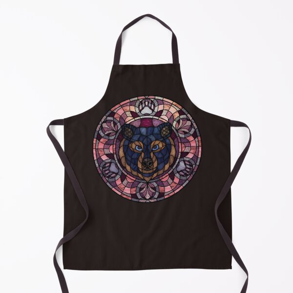 Item preview, Black Bear Pink Round Stained Glass designed and sold by Wyvernwrought.
