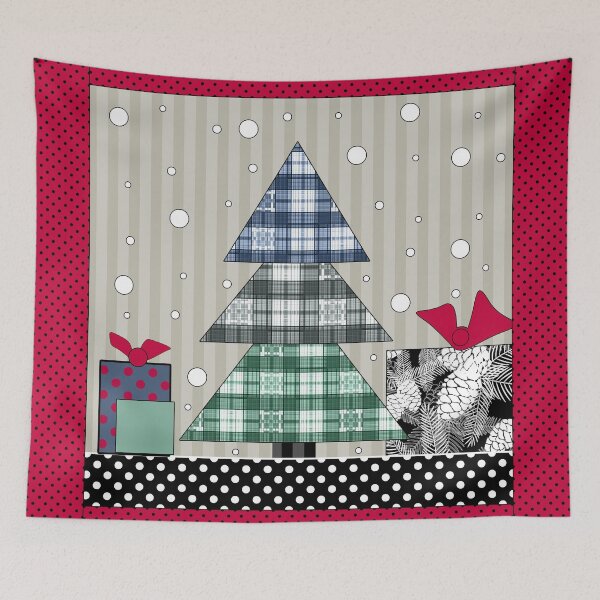 Item preview, Christmas pattern, applique, new year patchwork, rustic designed and sold by fuzzyfox.