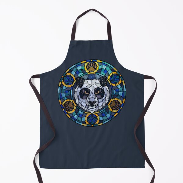 Item preview, Panda Bear Blue Round Stained Glass designed and sold by Wyvernwrought.
