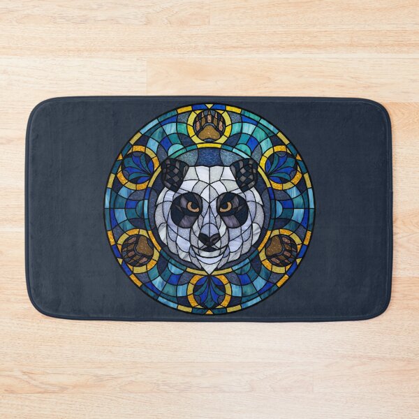 Item preview, Panda Bear Blue Round Stained Glass designed and sold by Wyvernwrought.