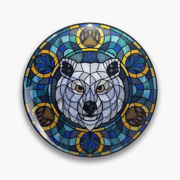 Item preview, Polar Bear Blue Round Stained Glass designed and sold by Wyvernwrought.