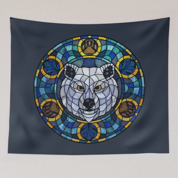 Item preview, Polar Bear Blue Round Stained Glass designed and sold by Wyvernwrought.