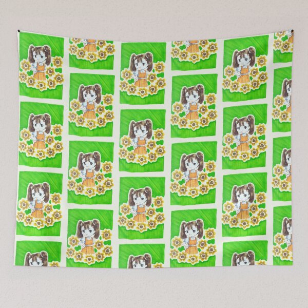 Item preview, Sunflower girl - cute cottagecore girl, sunflower baby designed and sold by DoodlesFlowers.