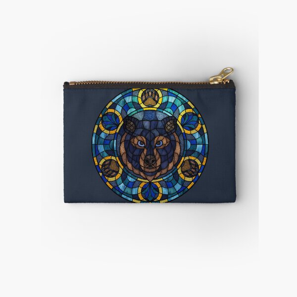 Item preview, Black Bear Blue Round Stained Glass designed and sold by Wyvernwrought.