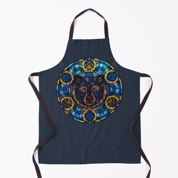 Item preview, Black Bear Blue Round Stained Glass designed and sold by Wyvernwrought.