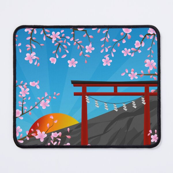 Mt. Fuji, Torii Gate, and Sakura Vector Digital 16:9  Mouse Pad