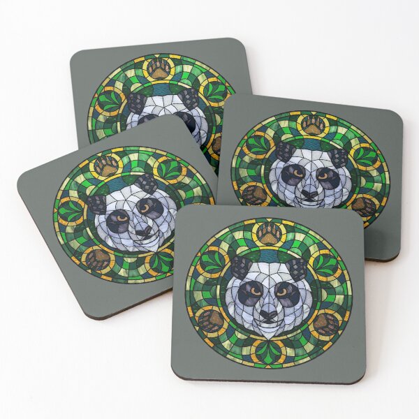 Item preview, Panda Bear Green Round Stained Glass designed and sold by Wyvernwrought.